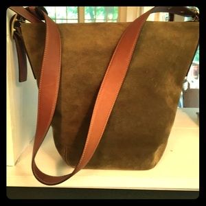 Coach suede army green bucket bag